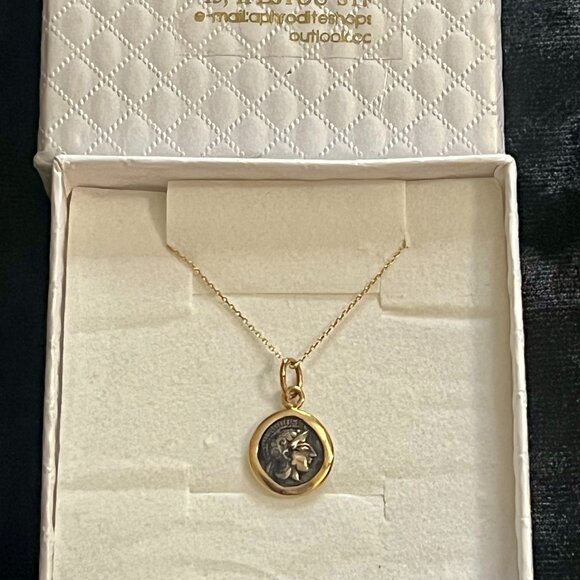 18K Ancient Coin Replica Necklace with 16" 14K Chain - Picture 1 of 7